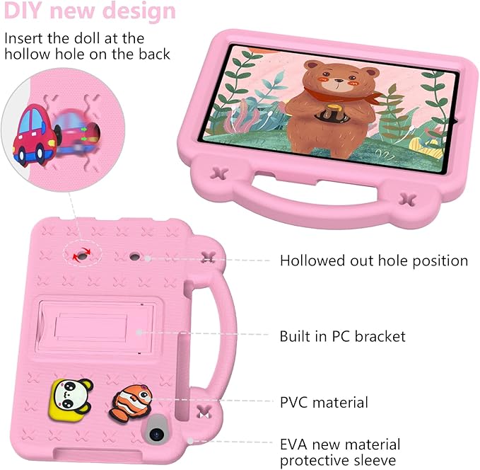 Kids Case Compatible with Samsung Galaxy Tab A 8.4 Inch 2020 SM-T307/SM-T307U, Shockproof Lightweight EVA Protective Sleeves with Stand & Handle - Pink