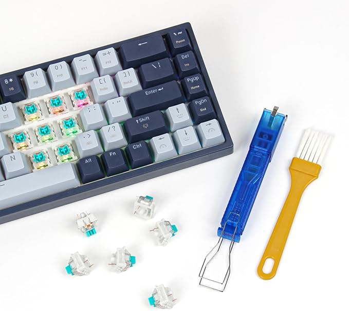 60 Pcs Mechanical Keyboard Switches 3-Pin Clicky Tactile, with 2-in-1 Keycap Puller and Cleaning Brush for DIY Custom Keyboards