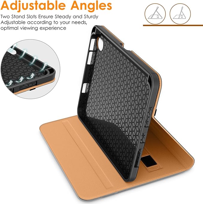 DTTO for iPad Mini 7th (A17 Pro) 2024/iPad Mini 6th Generation Case 2021 8.3 Inch, Premium Leather Business Folio Stand Cover for Mini 7/6 with Pencil Holder-Multiple Viewing Angles, Gray