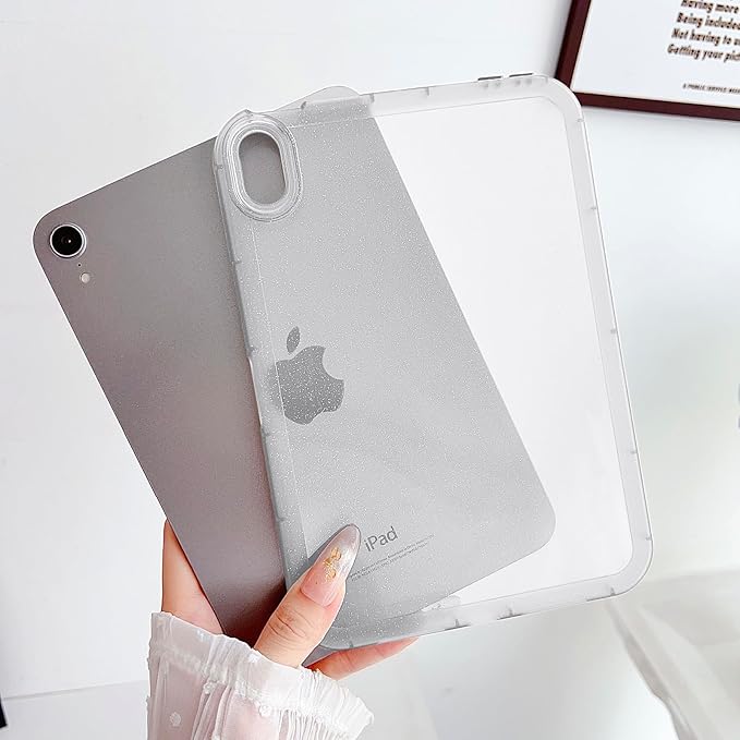 Case for iPad Mini 5 (2019) & iPad Mini 4 (2015) 7.9 inch Glitter Clear Soft TPU Back Shockproof Cover Bling Sparkly Flexible Silicone Lightweight Case for iPad mini 5th/4th Generation, White