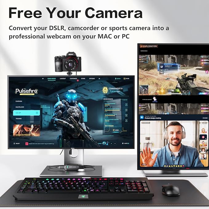 VIXLW Cam Link 4K – External Capture Card for DSLR Camcorder ActionCam as Webcam, HDMI to USB 3.0, Meet/Stream/Record in 4K60/1080p120, Easy Connect for OBS/Zoom, Windows/Mac