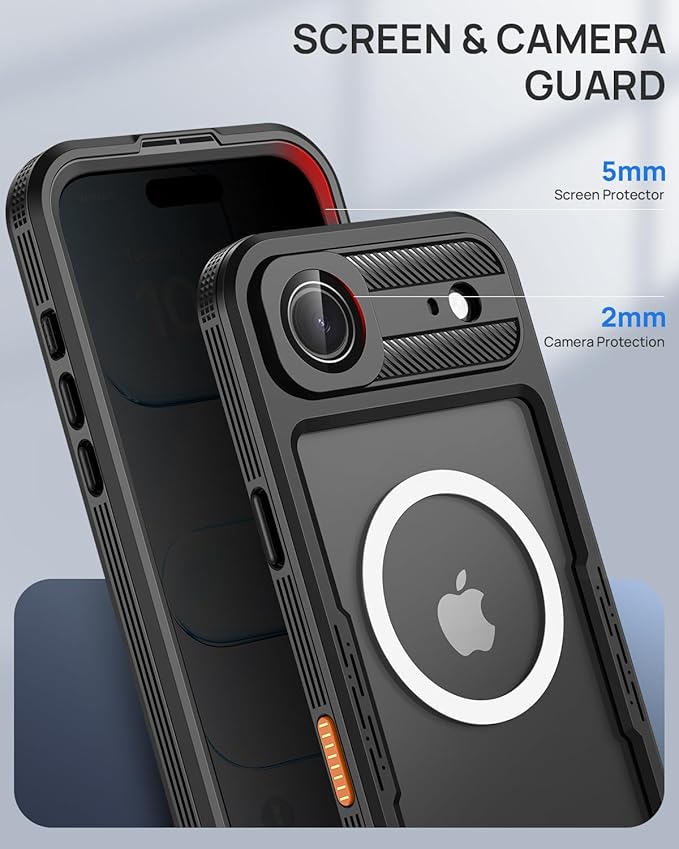 Lanhiem Magnetic for iPhone 17 Air Case, Built-in Privacy Screen Protector, IP68 Waterproof Dustproof Case, Compatible with MagSafe, Anti-Spy Full Body Phone Case for iPhone 17Air 6.5", Black