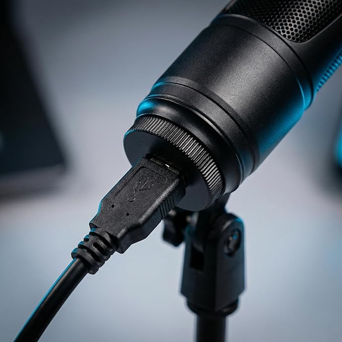 USB Condenser Microphone, Cardioid Condenser Mic with 20Hz–20kHz Frequency Response, Plug & Play USB 2.0 Interface, Compatible with Windows/Mac, Ideal for Podcasting, Recording Studio & Karaoke
