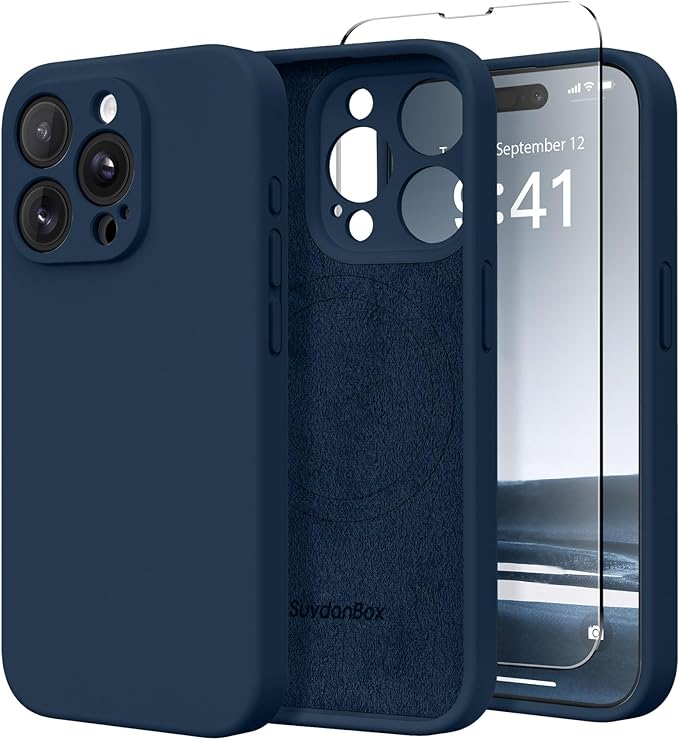 Magnetic for iPhone 14 Pro Case, Compatible with MagSafe, [Full Camera Protection][Screen Protector] Silicone Shockproof Protective Phone Case for iPhone 14 Pro 6.1", Cobalt Blue