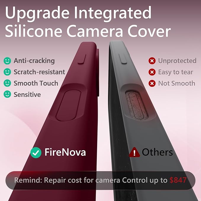FireNova Magnetic for iPhone 17 Case, Compatible with MagSafe, [Integrated Silicone Camera Control Button] [Camera Protection] Anti-Scratch Microfiber Lining Phone Case, 6.3", Plum