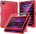 Soke Case for iPad Pro 11 Inch 2022/2021/2020/2018/iPad Air 5th/4th Generation,Built-in Screen Protector - Support 2nd Apple Pencil Charging - Heavy Duty Rugged Protective Kickstand Case - Red
