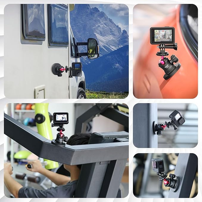 ULANZI Magnetic Camera Mount for Action Camera, Strong Magnetic Mount with 360° Rotation Ball Head and Built-in 6 Magnets, Compatible with Gopro Hero 13/12/11/10, DJI Osmo Action Osmo Nano, Insta360