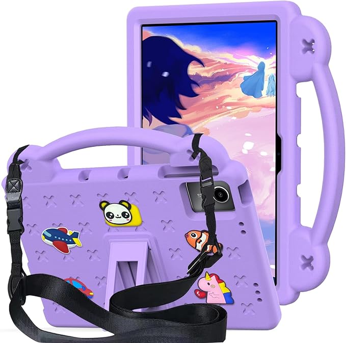 AKABEILA Compatible with Lenovo Tab M11/Tab P11 Plus/Tab P11/Xiaomi Redmi Pad SE(2023) 11 inch Tablet Case, Kids Shockproof Protective Case with Stand Handle for Girl Kid Gift- Light Purple