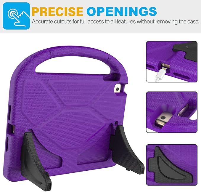 SUPLIK Kids Case for iPad 5th/6th Generation(9.7 inch, 2017/2018), iPad Air 1/2 & Pro 9.7 Kids Case with Screen Protector, Durable Lightweight Cover with Handle Stand for Apple iPad 5/6 Gen, Purple