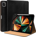 Premium PU Leather Case for iPad Pro 12.9 Inch (M2, 3rd/4th/5th/6th Gen) Multi-Angle Folio Cover with Pencil Holder & Card Pocket, Auto Wake/Sleep Slim Protective Tablet Case, Black