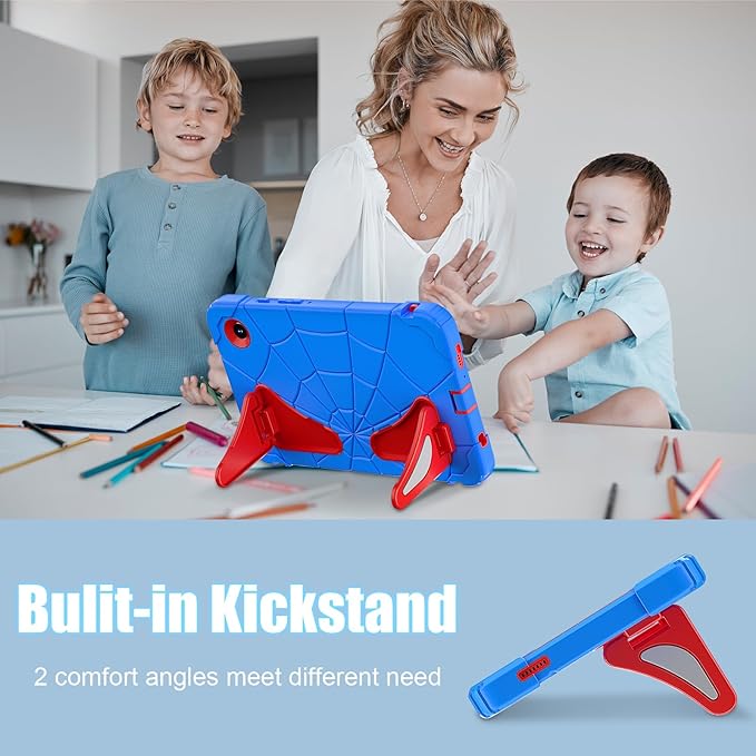 AKABEILA Compatible with Samsung Galaxy Tab A11+ 2025 11 inch Tablet Case，Lightweight Shockproof Rugged Protective Cover with Kickstand for Kids Children Boys Babies Blue Red
