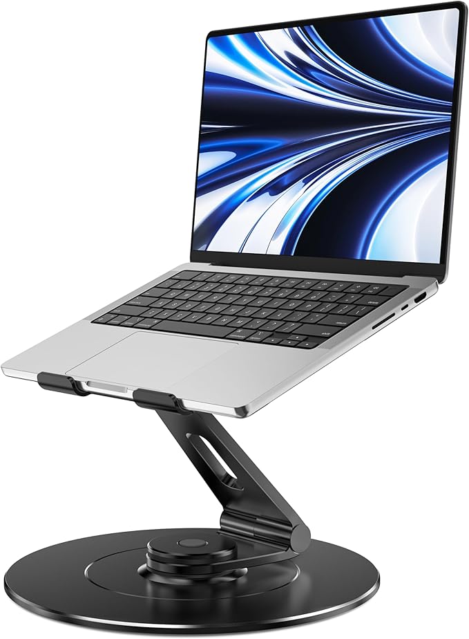 LOXP Ultra-Stable Laptop Stand for Desk with Larger Base, Desktop Organizer, Military-Grade Aluminum Anti-Loosening Structure - Height Adjustable Lectern Stand Suitable for 10-17.3 inch