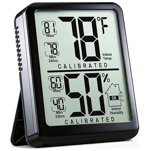 Antonki Room Thermometer, Digital Small Hygrometer Indoor Thermometer Humidity Gauge, Temperature Humidity Meter with Max/Min Record Monitor Sensor for Home, Plants - Battery Included