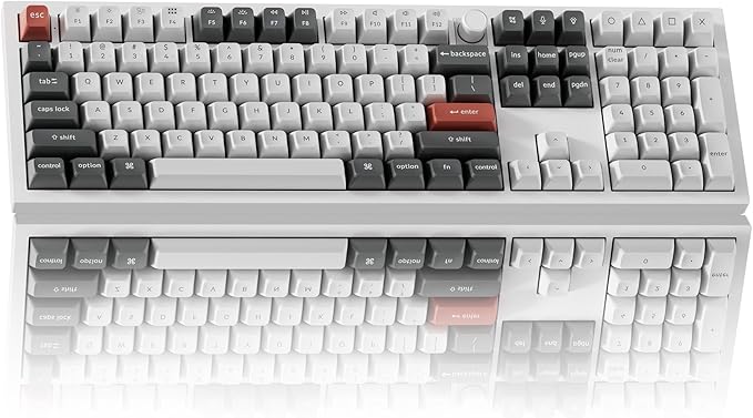 Keychron Q6 Ultra 8K Polling Rate Aluminum Wireless Mechanical Keyboard, 2.4 GHz/Bluetooth/Wired Full-Size Custom RGB, Hot-Swappable Silk POM Brown Switch for Mac Windows Linux - White