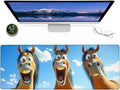 Funny Horse Cartoon Gaming Mouse Pad – 12x31.5in Large Extended Desk Mat with Hilarious Horses Faces Design – Non-Slip Rubber Mousepad for Office Home – Deskmat Gifts for Animal Lovers Decor