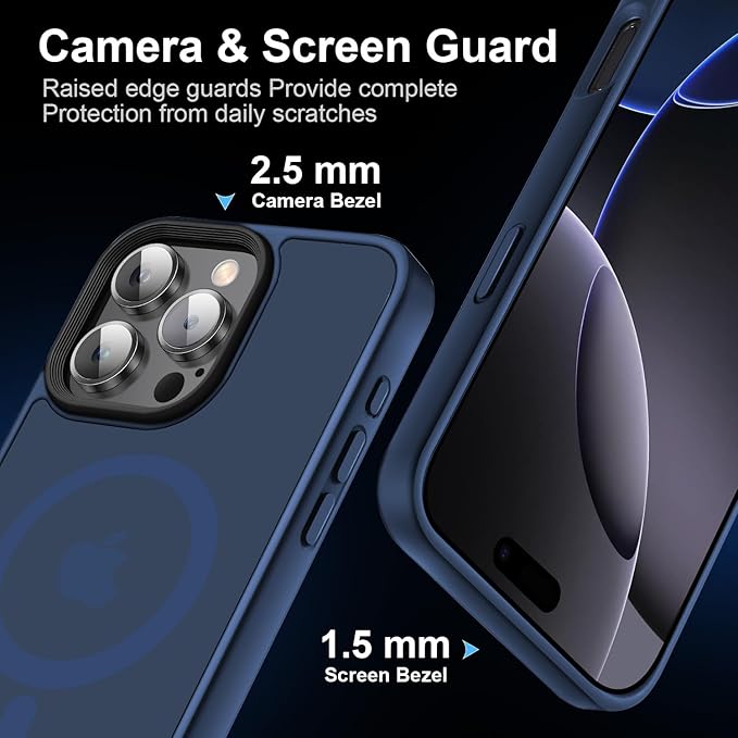 Strong Magnetic for iPhone 16 Pro Max case [10Ft Military-Grade Protection] Compatible with fit MagSafe Shockproof Slim Thin Cover case for iPhone 16 Pro Max 6.9 inch, Blue