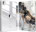 Fintie Hybrid Slim Case for iPad Pro 11-inch (M5) 2025 / (M4) 2024 - [Built-in Pencil Holder] Shockproof Protective Cover with Clear Transparent Back Shell, Cloudy Marble