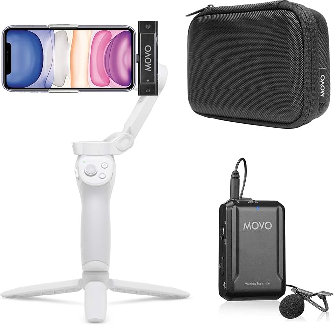 Movo Edge-DI Wireless Lavalier for iPhone - Perfect Compact Lav Mic for Smartphone Gimbal Stabilizer - Great for Vlogging, Filming, Teachers, and More - Compatible with DJI Osmo OM 4, 5