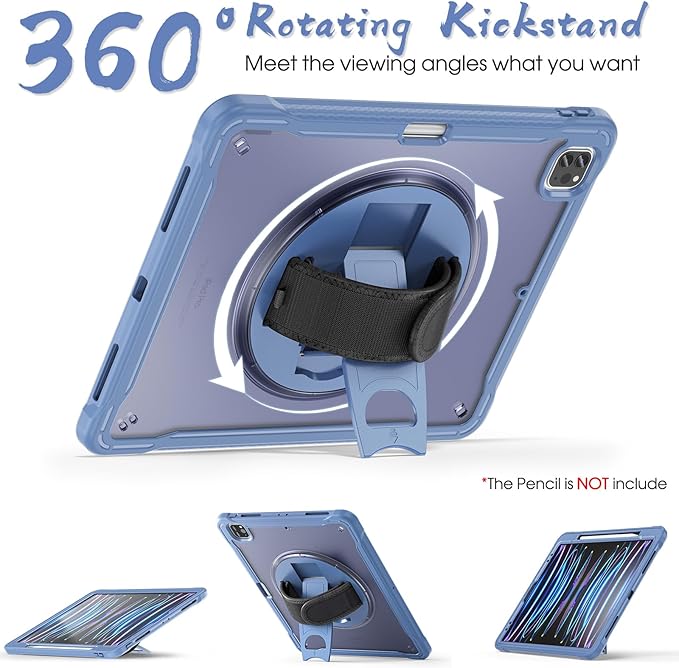 BRAECNstock case for iPad Air 13 Inch M4 2026/ M3 2025/ M2 2024 & Pro 12.9 inch 6th/5th/4th/3rd Generation 2022-2018 Cover with Screen Protector,Pencil Holder,360°Rotate Stand-Lavender Grey