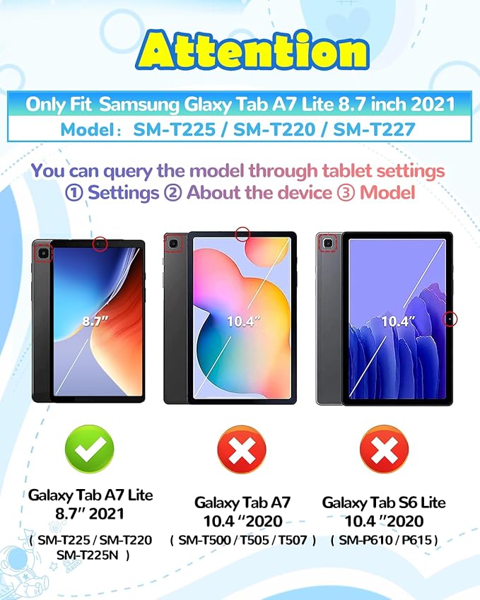 Wazzasoft for Samsung Galaxy Tab A7 Lite 8.7” Case Boys Cute Astronaut Cover Kawaii 3D Cartoon Spacemen Girls Cool with Rotating Handle Stand + Strap Soft Silicone Funda for Galaxy A7 Lite Table Cases