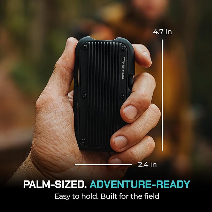 Titanium Micro External SSD 500GB - Mercury Portable SSD, Up to 1000MB/s, USB 3.2 Gen 2 USB-C USBA, Rugged IP66 Water Resistance, Drop Proof, External Solid State Drive Slim and Lightweight Storage