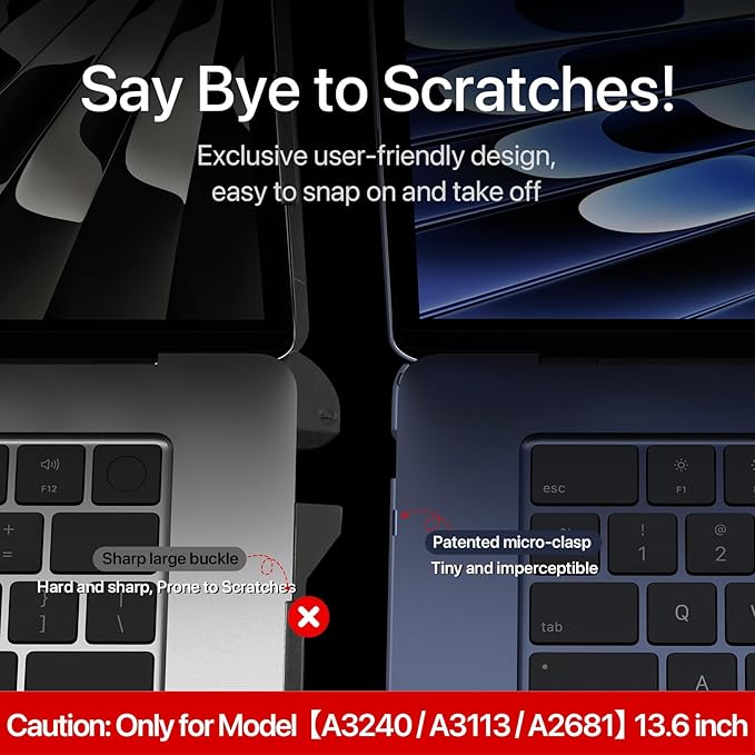 Soonjet Matte Case for MacBook Air 13/13.6-inch (M5/M4/M3/M2, 2022–2026 A3449 A3240 A3113 A2681), Lightweight | Scratch & Fingerprint Resistant | Closes Seamlessly | Ideal for Work, Travel & Study