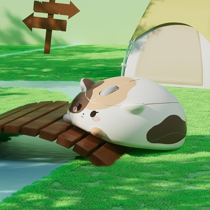 Akko Cat Theme Wireless Gaming Mouse Calico Cat, Tri-Mode Mouse BT3.0/BT5.0/2.4G, Cute Optical Cordless Cartoon Mice for Computer/Laptop/Desktop/PC, Compatible with Mac/Win