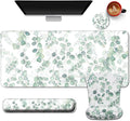 Desk Mat Set + Keyboard and Mouse Pad with Wrist Rest Support,4-in-1 Large Mousepad Computer Mats for Desktop Home & Office -Eucalyptus