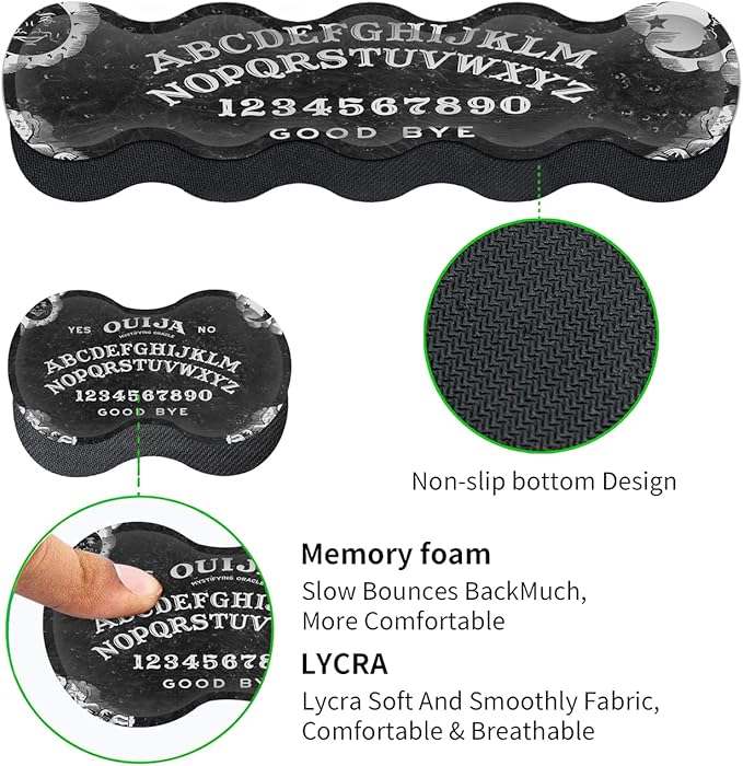 Gaming Mouse Pad XXL Large Desk Mat Ouija Board Witch Extended Mousepad Non-Slip Rubber Mice Pads Stitched Edges(31.5x11.8 In)Ergonomic Premium Memory Foam Keyboard Wrist Rest and Black Mouse Pad Set