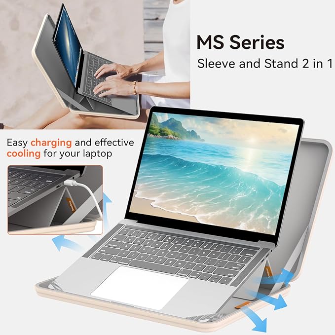Smatree MS82T Hard EVA Protective Sleeve with Stand Compatible for 15.6 inch HP Pavilion Laptop 15t-eg300, for HP Pavilion 15, for Pavilion Laptop - 15z-eh300 Waterproof Sleeve, White