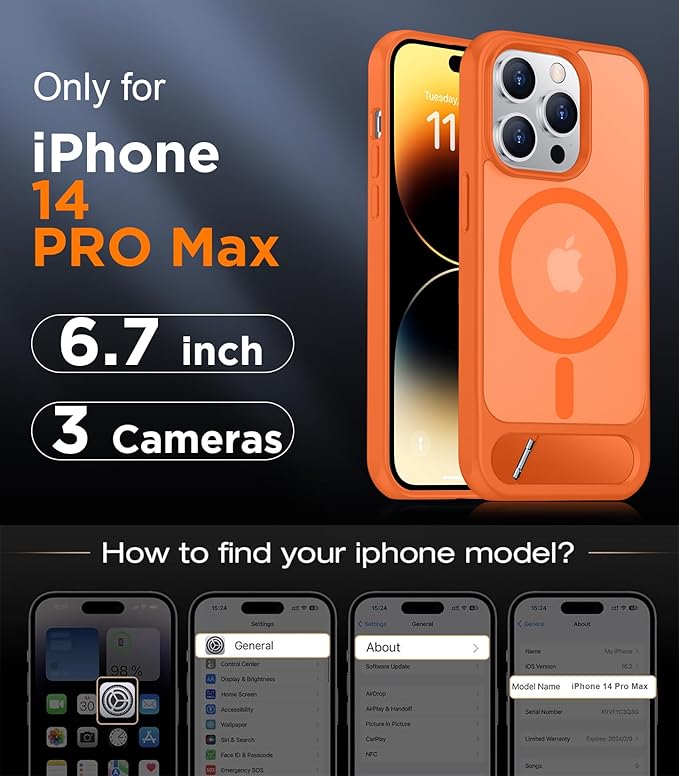 Magnetic Compatible with iPhone 14 Pro Max Case, [Built-in Invisible Kickstand][Compatible with MagSafe] [Military Grade Shockproof] Slim Translucent Matte Phone Case for iPhone 14 Pro Max 6.7"