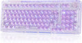 KiiBoom Phantom 98 Crystal Mechanical Gaming Keyboard, Transparent Keyboard with RGB Backlits, Hot-Swappable, Shine Through Clear Keycaps, 3 Modes Wireless, 8000mAh Battery, NKRO for Win/Mac (Purple)