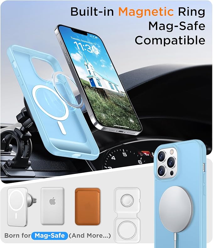 Magnetic Compatible with iPhone 13 Pro Max Case, [Built-in Invisible Kickstand][Compatible with MagSafe] [Military Grade Shockproof] Slim Translucent Matte Phone Case for iPhone 13 Pro Max 6.7"