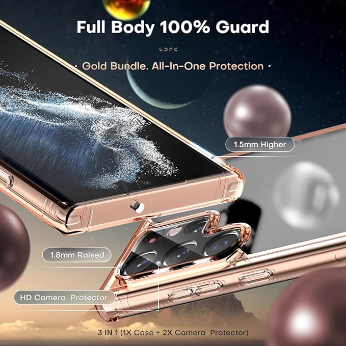 TOCOL for Samsung Galaxy S22 Ultra Case, Translucent Matte Hard Back [Military Grade Shockproof] [Anti-Scratch & Anti-Fingerprint] Slim Fit Protective Cover for Galaxy S22 Ultra Case 6.8'', Rose Gold