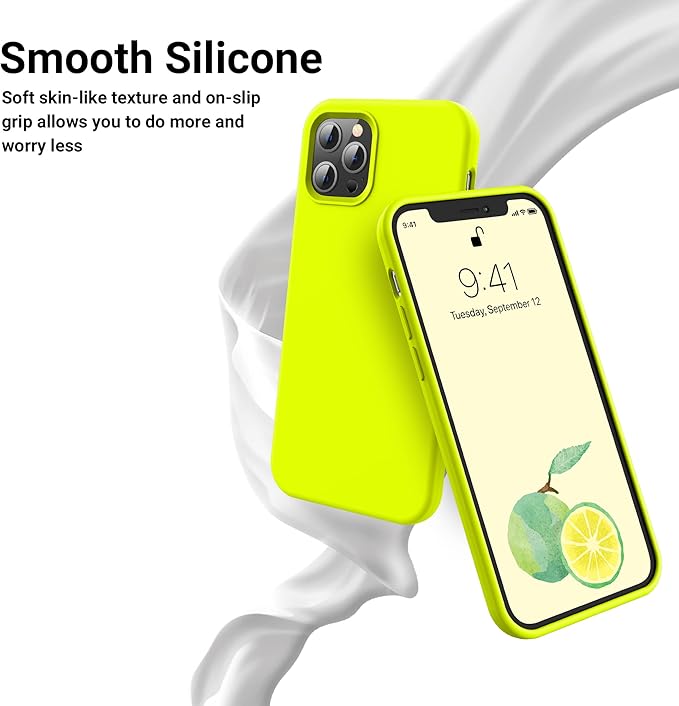 OTOFLY for iPhone 12 Pro Max Case, Military-Grade Protection, Shockproof Silicone, Anti-Fingerprint & Anti-Slip, Phone Case for iPhone 12 Pro Max, Fluorescent Yellow
