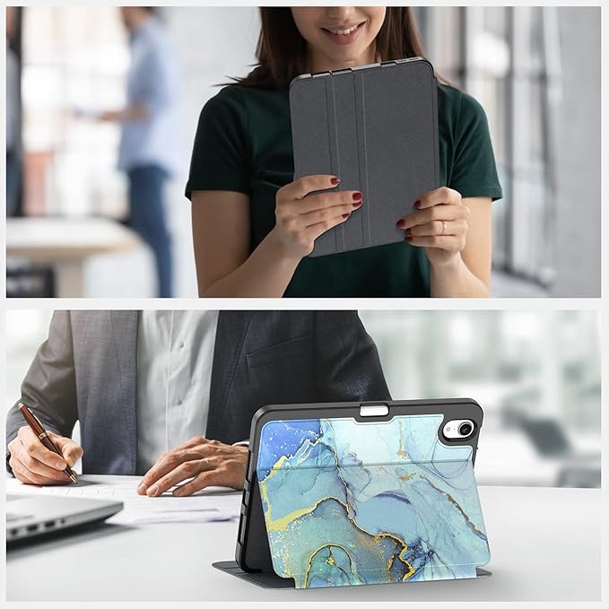 Supveco Case for iPad mini 7 (A17 Pro) 2024/iPad Mini 6 2021 8.3 Inch with Pencil Holder-[Auto Wake/Sleep],Slim Protective Case with Soft TPU Back Cover for iPad mini 7th/6th Generation-Blue