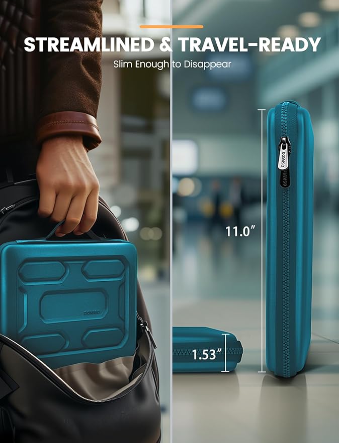 DOMISO 14 inch Laptop Sleeve with Handle Shockproof Computer Bag Waterproof EVA Protective Carrying Case for 14" ThinkPad E480/Yoga 920/13.5" Microsoft Surface Book/HP Pavilion 14 Stream 14, Teal