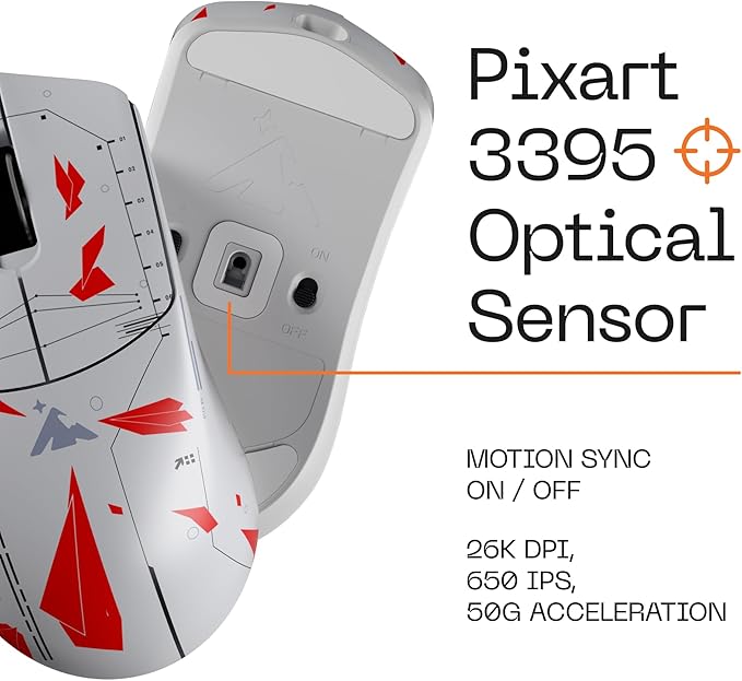 Higround Yuma Wireless Mouse - Radar, Lightweight Gaming Mice, PIXART 3395 Sensor, 26K DPI, 650 IPS, 50G Acceleration, Up to 70 Hours Battery Life, 4KHz Wireless Polling Rate with Motion Sync