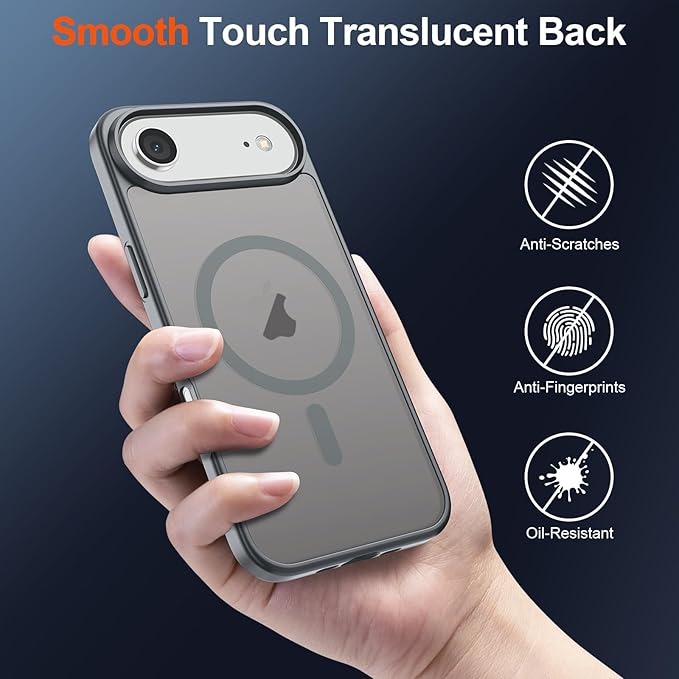 SUPFINE Magnetic for iPhone Air Case (Compatible with MagSafe)(Military Grade Drop Protection) Slim Translucent Matte Shockproof with Anti-Fingerprint Phone Cover for 17 Air,Gray