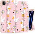 May Chen for iPad Pro M2 12.9 inch Case 6th/5th/4th/3rd Generation 2022 2021 2020 2018, Trifold Stand with Auto Wake/Sleep Soft TPU Protective Stand Back Cover, Daisy Ducks