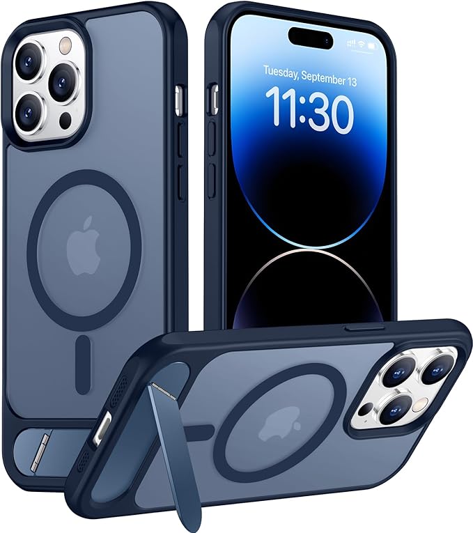 Magnetic Compatible with iPhone 14 Pro Max Case, [Built-in Invisible Kickstand][Compatible with MagSafe] [Military Grade Shockproof] Slim Translucent Matte Phone Case for iPhone 14 Pro Max 6.7"