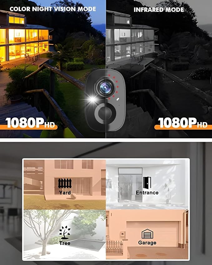 Dzees Security Camera Outdoor Wireless - Upgrade 2K 3MP Battery Powered WiFi Outdoor Camera Wireless, Spotlight, Siren, AI Dectection, Color Night Vision, IP66 Waterproof Cloud/SD-Black