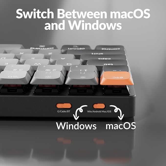 Keychron K3 Version 3 Low Profile Wireless Mechanical Keyboard, 75% Layout QMK Programmable Bluetooth 5.2/Wired, White Backlit with Shine-Through Keycaps for Mac Windows Linux