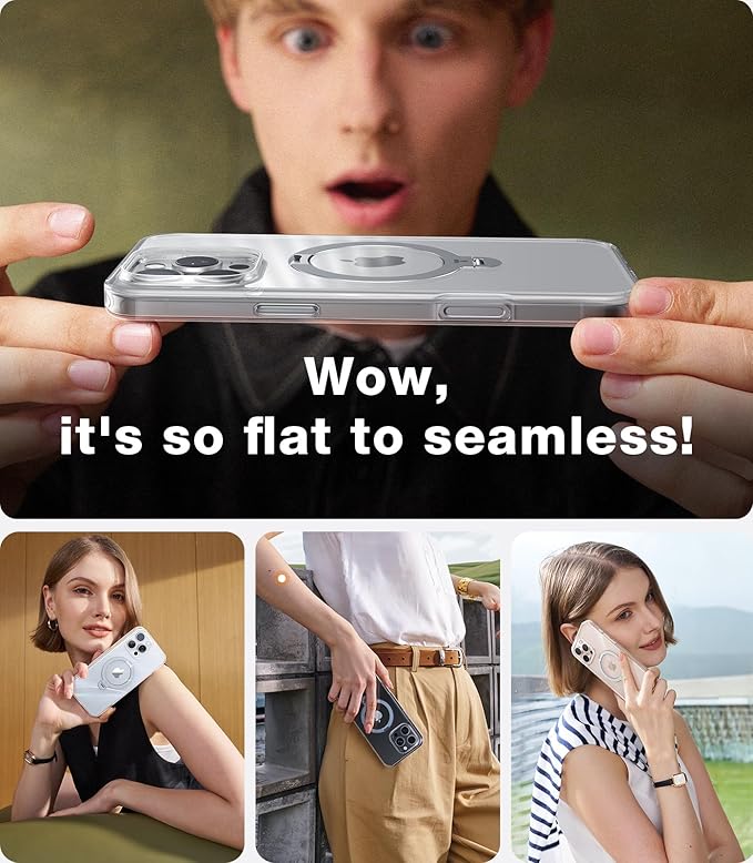 TORRAS 360° Spin Magnetic Stand Case for iPhone 16 Pro Max Case, Fit for MagSafe, 12FT Military Grade Protective Case for 16 Pro Max Phone Case with Kickstand Rotatable, Ostand Spin, Clear, 6.9 inch