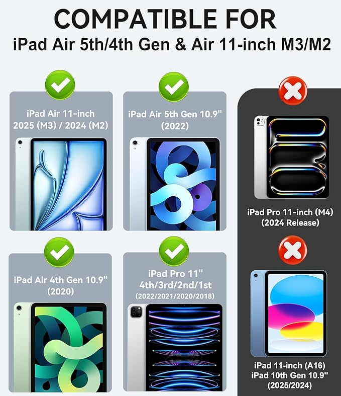 ZoneFoker Case for iPad Air 11-inch M3/ M2 (2025/2024), iPad Air 5th/ 4th Generation 10.9'' (2022/2020), iPad Pro 11 (4th/3rd/2nd/1st Gen), Multi-Angle Stand Cover with Pencil Holder, Flag