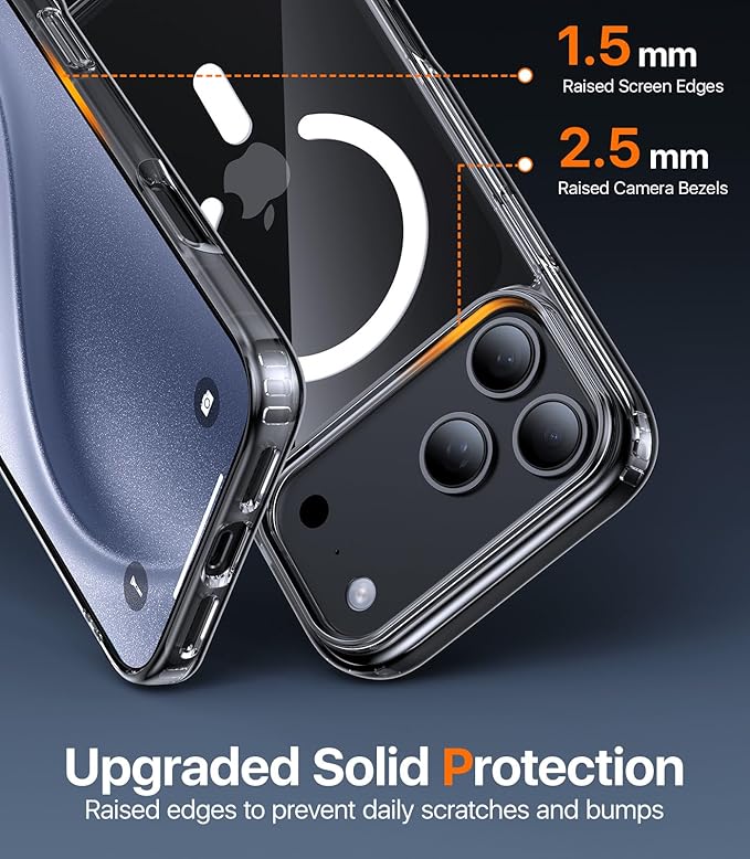 Magnetic for iPhone 17 Pro Case,[Anti-Slip][Compatible with MagSafe][Military Grade Drop Protection] Shockproof Protective Translucent Matte Phone Case for iPhone 17 Pro Case,Clear