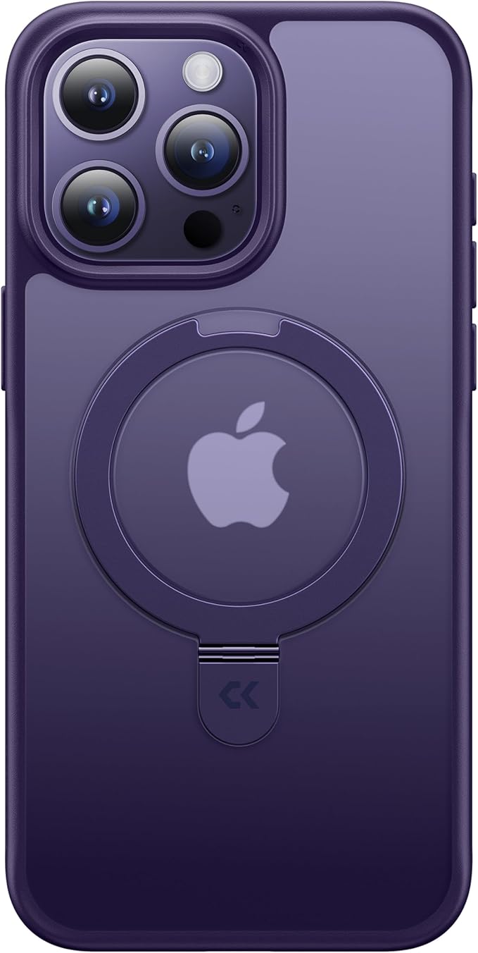 CASEKOO Designed for 14 Pro Case with Magnetic Invisible Stand [Military Drop Protection] [Compatible with MagSafe] Shockproof Slim Matte Translucent Pro Case 6.1 Inch, Purple