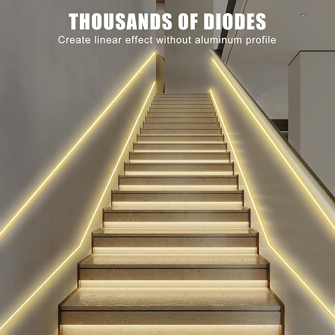 Tatazone White COB Led Strip Lights Max with RF Remote, 16.4ft 2700K CRI93+ Dimmable Ultra Bright Warm White COB Light Strip, Adhesive Indoor COB Led Lights for Living Room, Shelf, Cabinet