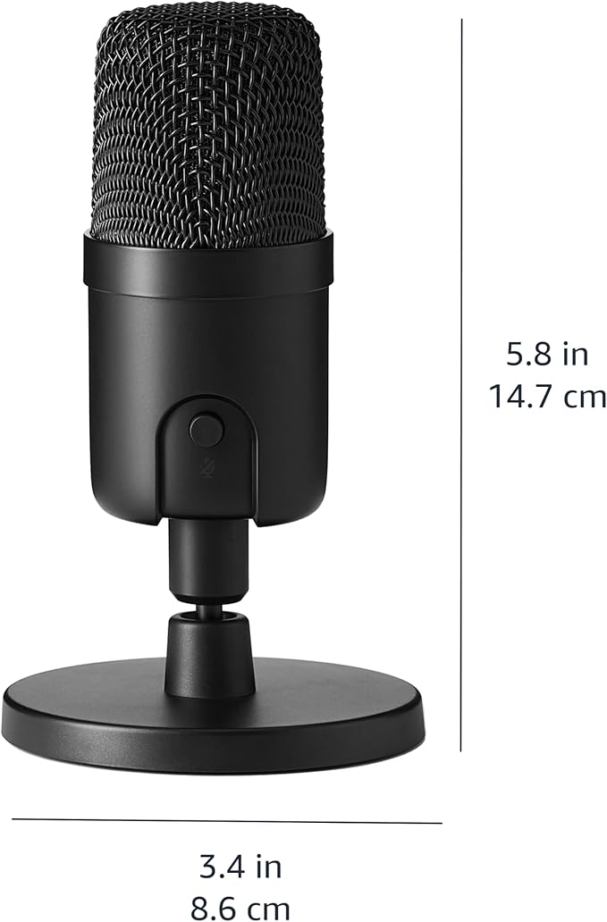 Amazon Basics USB Condenser Microphone for Streaming, Recording, and Podcasting on PC, Plug and Play, Cardioid Pickup, Adjustable Stand with 360° Rotation, Clear Sound, 5.8 x 3.4 inches, Black