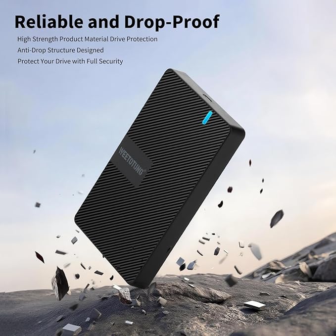 USB-C External Hard Drive Enclosure 2.5'' HDD SSD for sata - WEETOTUNG 6Gbps Tool-Free Case Compatible with UASP Drive - for 7mm 9.5mm Drive with MacBook WD Seagate PlayStation (Case Only)